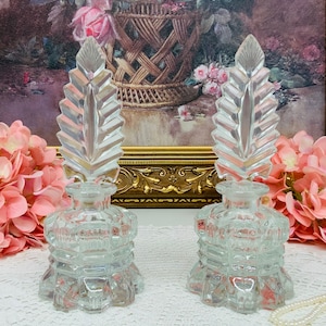 1930’s pair of Art Deco pressed glass arrow perfume bottles.