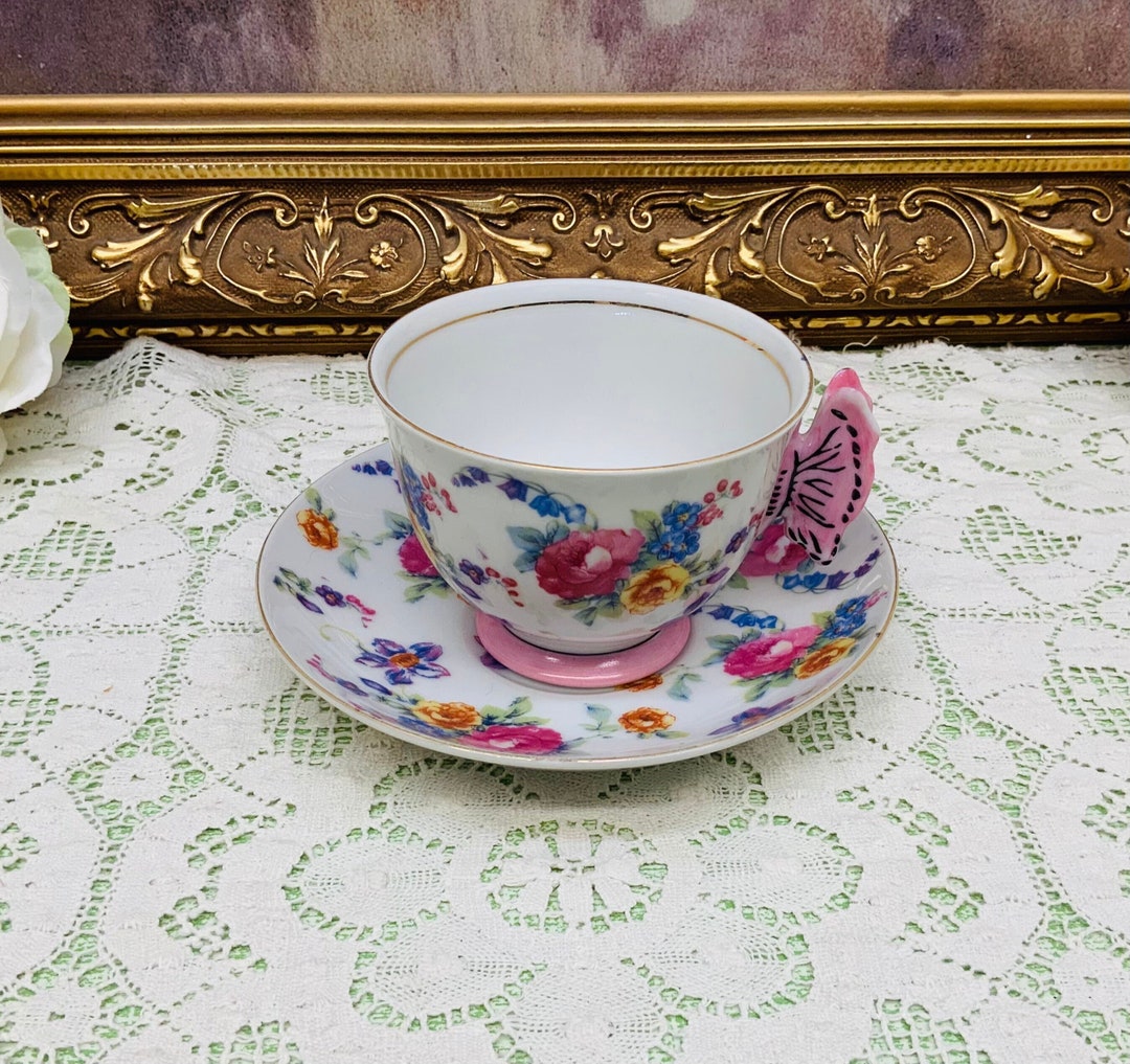 Japan Butterfly Handle Teacup and Saucer Etsy