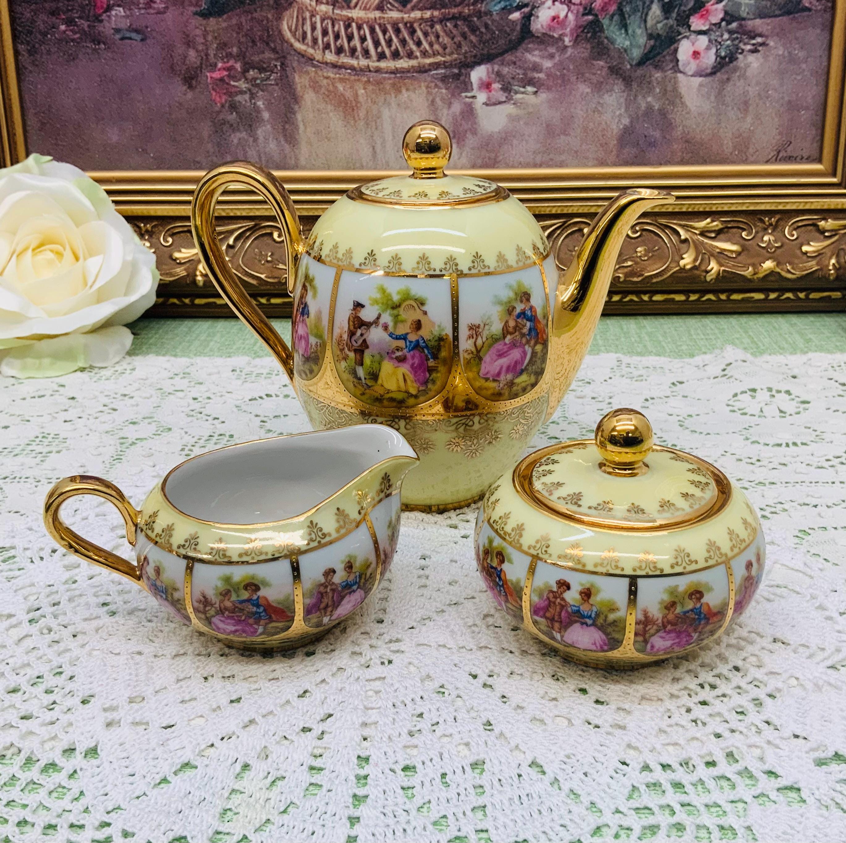 Amazon.com | CHANJOON Gold Plated Red Rose Ceramic Tea Set