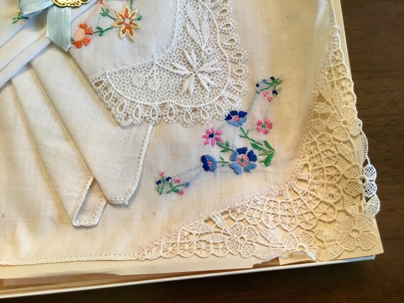 Vintage wedding handkerchiefs in original box