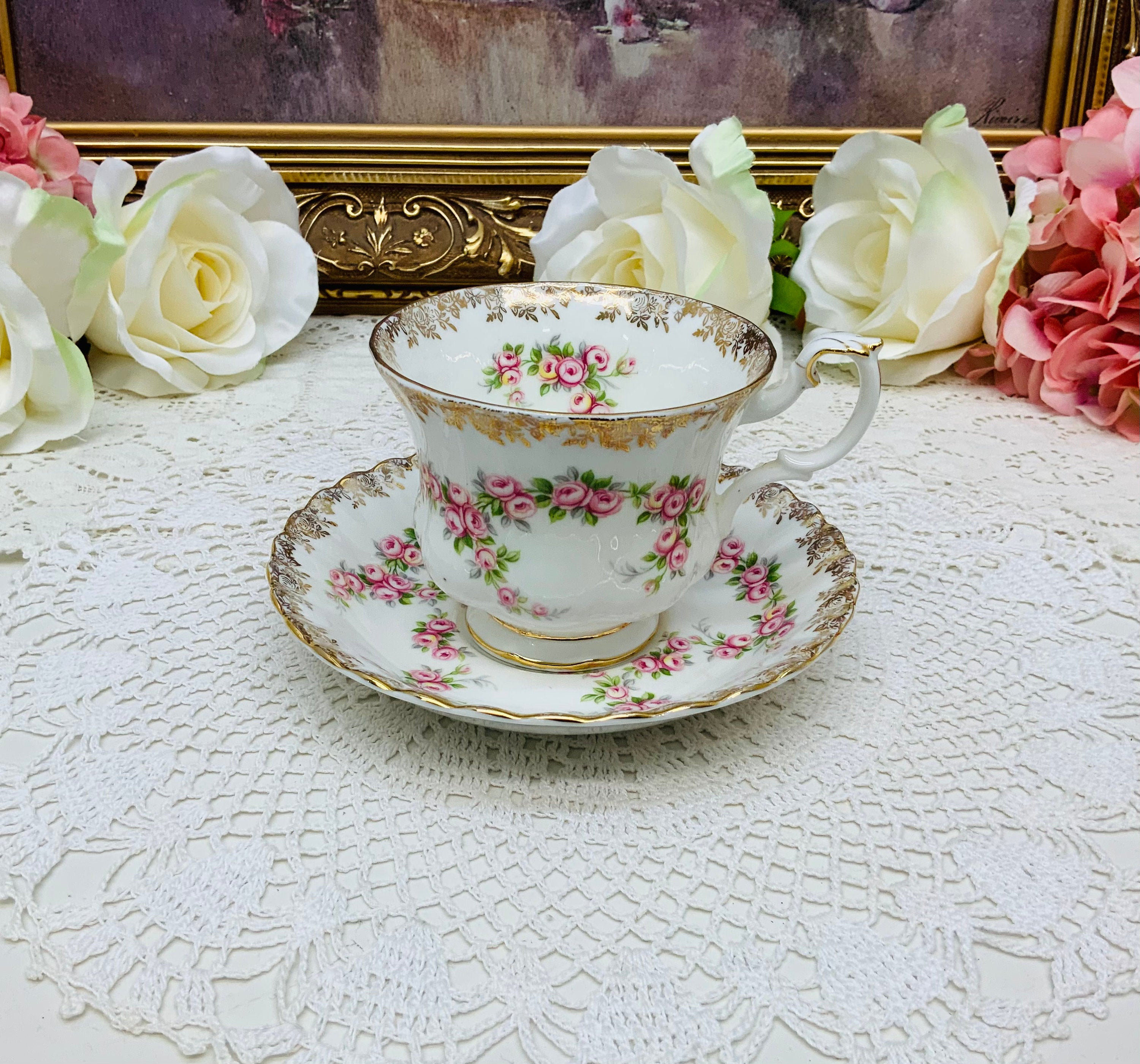 Royal Albert Dimity Rose Teacup and Saucer Circa 1960's. - Etsy