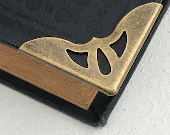 Book Corners (Set of 6): Bronze color Metal Scrapbook Embellishments with a Vintage look