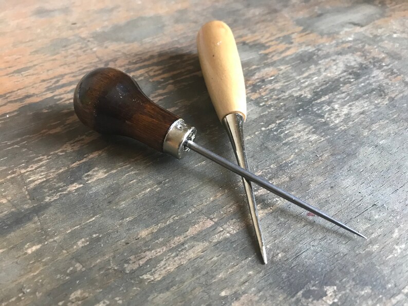 Set of 2 Wood Handle Awls Bookbinding Supplies Piercing Tool Etsy