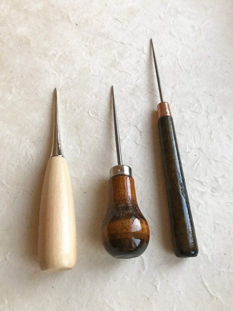 Set of 3 Wood Handle Awls Bookbinding Supplies Piercing Tool Etsy Ireland
