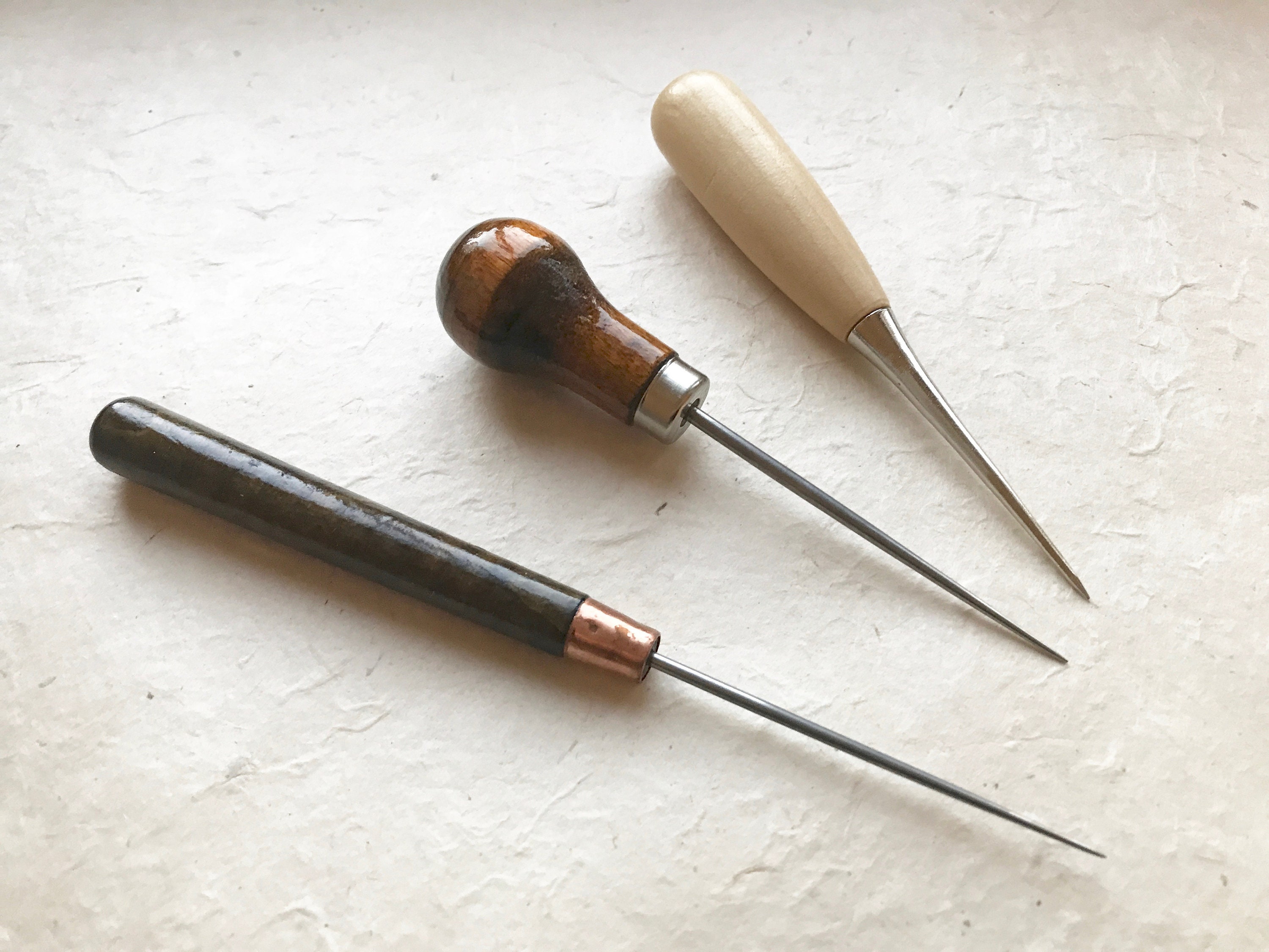 Set of 2 or 3 Wood Handle Awls Bookbinding Supplies Piercing Etsy