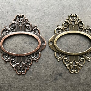 2 Antique Look Label Holder Set Bronze Metal Frame for Scrapbook, Box, Door, Drawer, Journal, Door