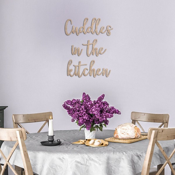 Cuddles in the kitchen Wooden Words Wall Art Large & Extra Large