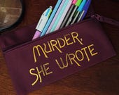Murder She Wrote Burgundy Pencil Case