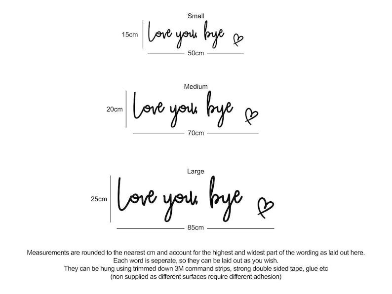 Love You, Bye With a Heart Wooden Wall Quote - Etsy UK