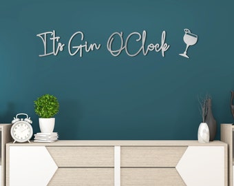 Gin O'Clock Wooden Bar Sign: Cocktail Wall Art
