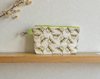 Handmade Alien Print Zipper Pouch – Boxed Bottom Travel Bag