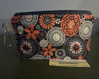 Flowers navy/silver small zipper bag