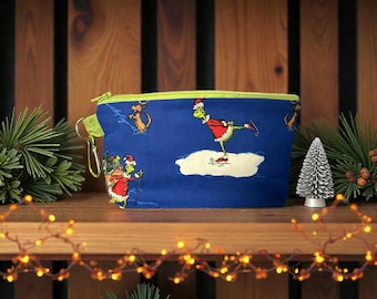 Bolsa pequeña con cremallera de Papá Noel de El Grinch - Azul/Verde