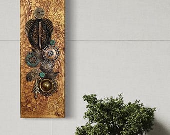 Found object collage - Assemblage wall art - Mixed media collage - Assemblage found object art - Mixed media art - 3D wall art - Unique art