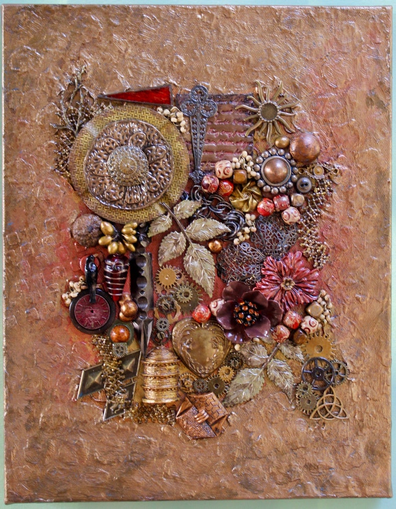 Collage Art 3D Floral Decor Found Objects Art Autumn - Etsy