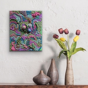 Polymer clay art - 3D clay wall art - Clay on wood - Polymer clay decor - Clay decor - Abstract wall art - Assemblage - No paint all clay