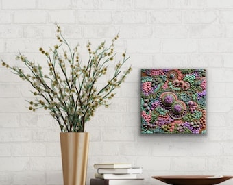 Clay wall art -  Clay wall decor - Polymer clay art - Clay on wood - Garden art - Abstract clay art - Clay assemblage - No paint all clay