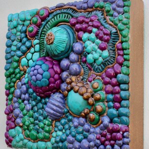 Polymer clay art Clay wall art 4in art Polymer clay decor 3D Clay decor Abstract wall art Assemblage No paint all clay image 2