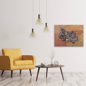 Steampunk decor - Found objects art - Assemblage clock collage - 3D canvas - Steampunk 3D wall art - Upcycled - Recycled found objects