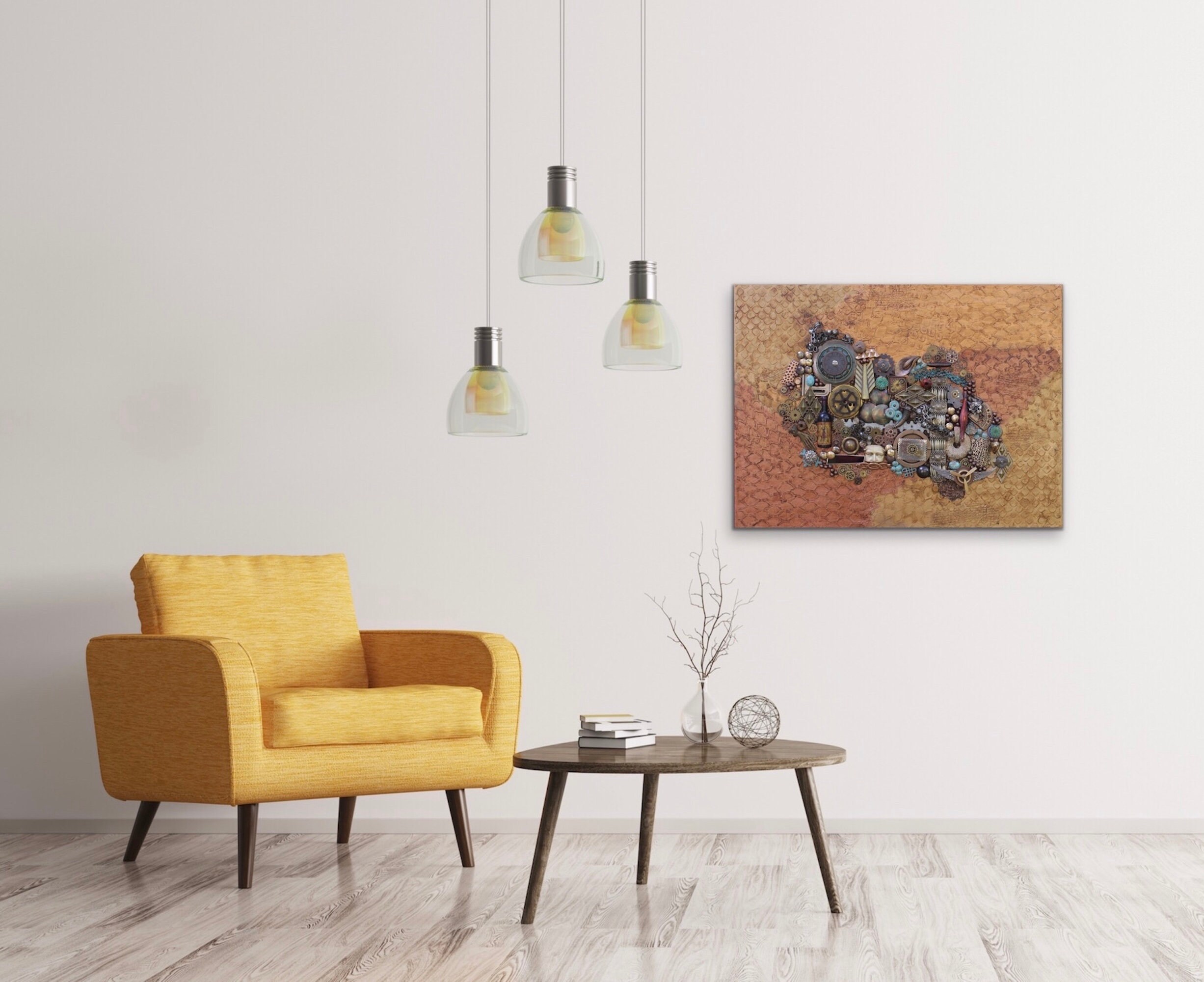 Steampunk decor - Found objects art - Assemblage clock collage - 3D canvas - Steampunk 3D wall art - Upcycled - Recycled found objects