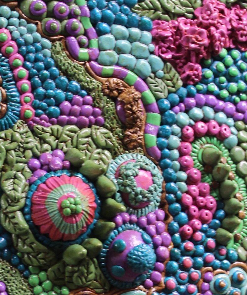 Polymer Clay Art 3D Clay Wall Art Clay on Wood Polymer Clay Decor Clay