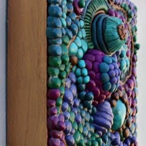 Polymer clay art Clay wall art 4in art Polymer clay decor 3D Clay decor Abstract wall art Assemblage No paint all clay image 5