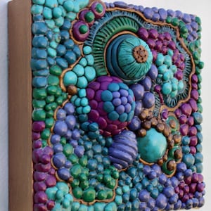 Polymer clay art Clay wall art 4in art Polymer clay decor 3D Clay decor Abstract wall art Assemblage No paint all clay image 6