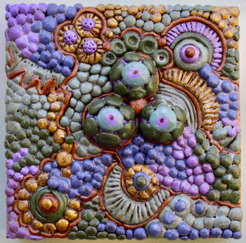 3D Clay decor Polymer clay art Clay wall art 4in art Polymer clay decor Abstract wall art Easel included No paint all clay image 8