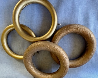 Vintage drapery rings - Textured gold curtain rings - Vintage Curtain Hardware - Assemblage supplies - Drapery destash - Reclaimed hardware