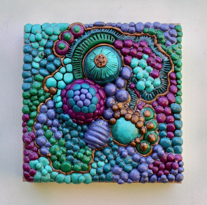 Polymer clay art Clay wall art 4in art Polymer clay decor 3D Clay decor Abstract wall art Assemblage No paint all clay image 3