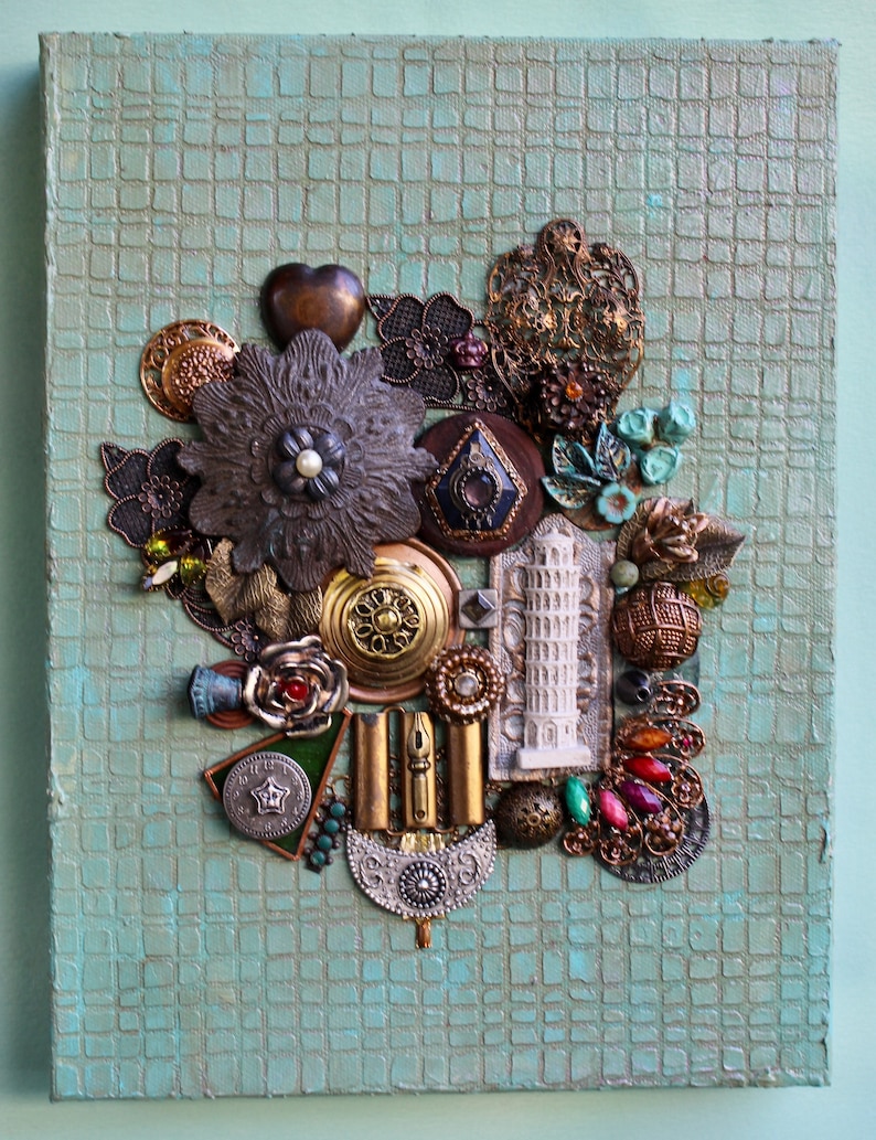 Found Object Art Assemblage Wall Art 3D Collage Steampunk Wall Art ...