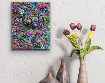 Polymer clay art - 3D clay wall art - Clay on wood - Polymer clay decor - Clay decor - Abstract wall art - Assemblage - No paint all clay