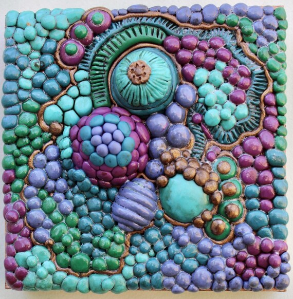 Polymer Clay Art Clay Wall Art 4in Art Polymer Clay Decor 3D Clay Decor  Abstract Wall Art Assemblage No Paint All Clay 