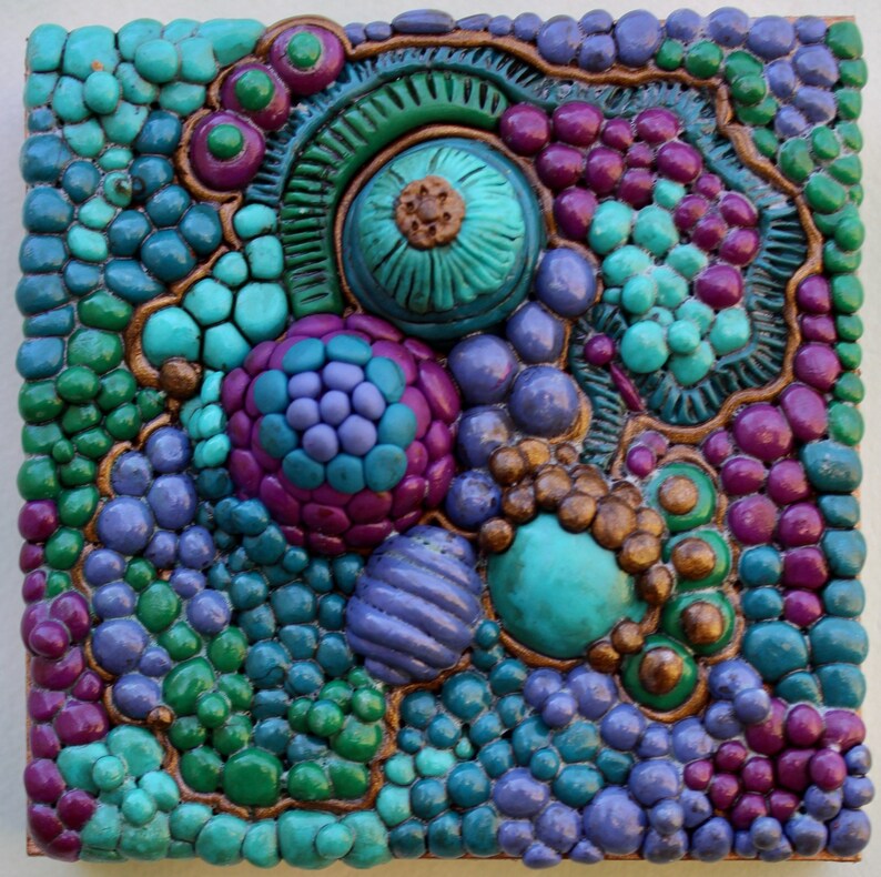 Polymer clay art Clay wall art 4in art Polymer clay decor 3D Clay decor Abstract wall art Assemblage No paint all clay image 8