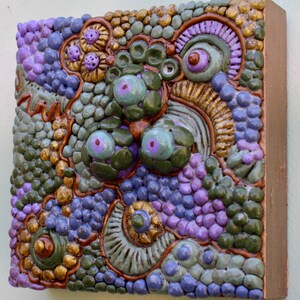 3D Clay decor Polymer clay art Clay wall art 4in art Polymer clay decor Abstract wall art Easel included No paint all clay image 7