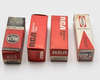 Vintage RCA Raytheon electronic tubes in boxes - Vacuum tubes - 4 unused old tubes - RCA electron tube - Raytheon electronic tube