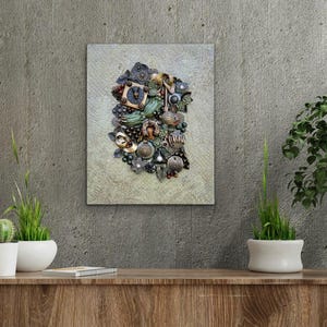 Assemblage mixed media - Upcycled art - Assemblage art - Found objects collage – Assemblage wall art - Conversation piece -