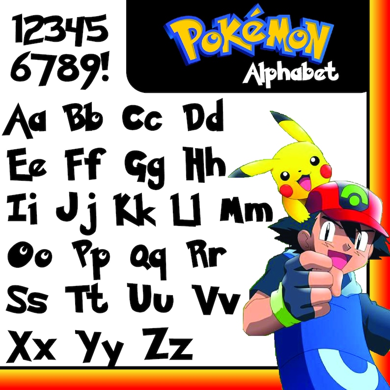 Pokemon Font Alphabet Letters svg png jpg ttf Printable | Etsy