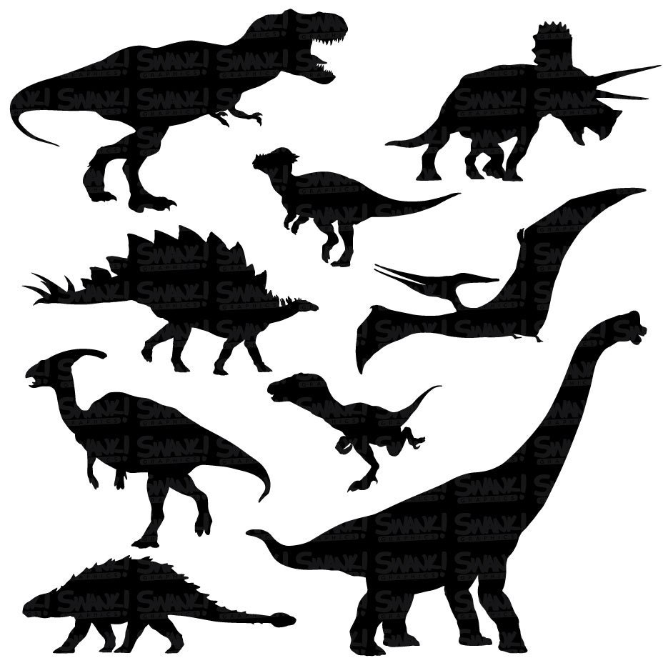 Dinosaurs Clipart Silhouettes SVG/PNG/EPS/ Files T-Rex | Etsy