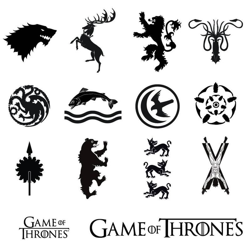 Download Game of Thrones Sigils/Logos SVG/PNG/EPS Files Stark | Etsy