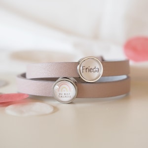 myGreta bracelet en cuir personnalisé écolier avec perles coulissantes individuelles, scolarisation, fille, cadeau