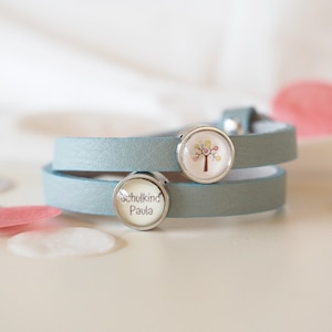 myGreta bracelet en cuir personnalisé écolier avec perles coulissantes individuelles, scolarisation, fille, cadeau