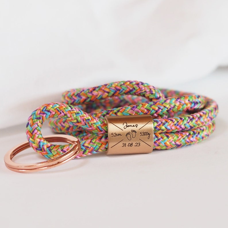 Lanyard made of sailing rope personalized with engraving Family key ring engraved stainless steel image 9