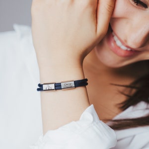 Bracciale con incisione desiderata, cani, animali domestici, bracciale in corda da vela, acciaio inossidabile, idea regalo