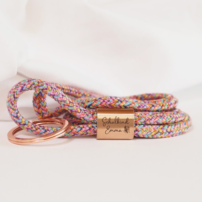 Personalized school child lanyard made of sailing rope with engraving, school enrollment gift, school cone, 2023 image 4
