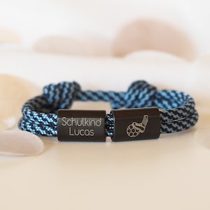 Bracelet garçon personnalisé avec nom, acier inoxydable, élève de première année, inscription scolaire, écolier 2024