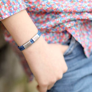 Bracelet garçon personnalisé avec nom, acier inoxydable, élève de première année, inscription scolaire, écolier 2024