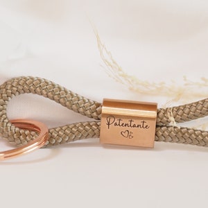 Personalized keychain made of sailing rope with engraving, godmother image 2