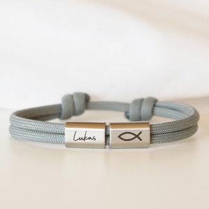 Surfer bracelet communion engraved with name made of sailing rope Baptism Confirmation Confirmation image 1