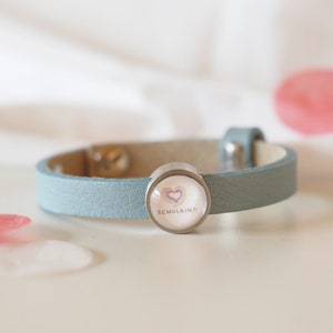 myGreta personalisiertes Schulkind Leder Armband mit individuellen Schiebeperlen, Name, Schultüte, Mutmacher, erste Klasse